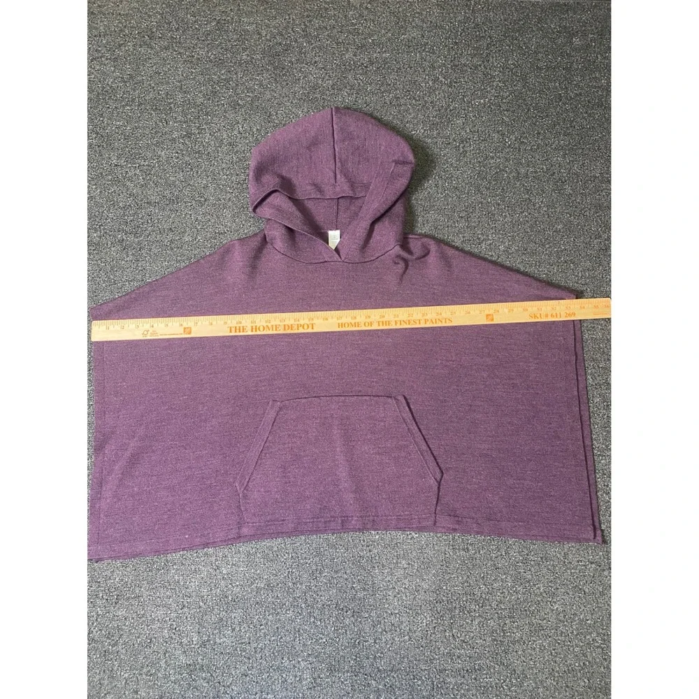 Lululemon Poncho Hoodie Black Cherry Womens O/S Merino Wool Kangaroo Pocket READ